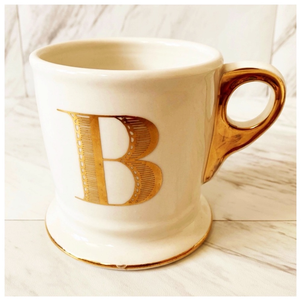 Anthropologie Limited Edition Golden Monogram Mug in Letter ‘B’ 13 oz